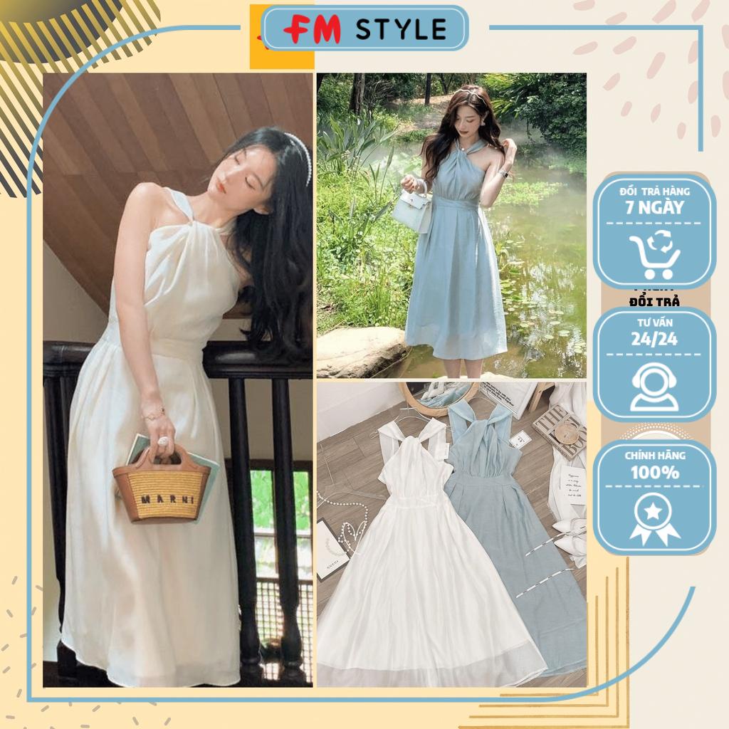 Đầm dự tiệc sang trọng đầm dáng xòe fmstyle, váy trắng dự tiệc sang chảnh xoắn trước ngực | Fmstyle 