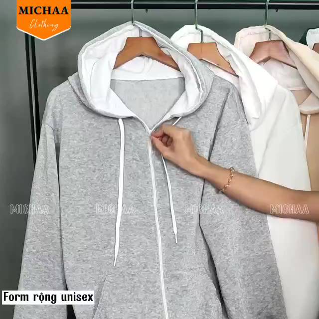 Áo Khoác Nỉ TRƠN TAY PHỒNG Dây Kéo Zip Nam Nữ Ulzzang Unisex Form Rộng Đẹp - MICHAA | BigBuy360 - bigbuy360.vn