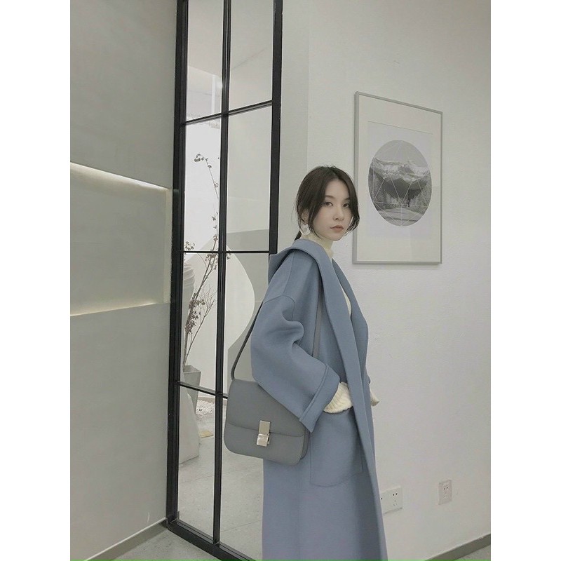 Áo dạ có mũ kèm belt