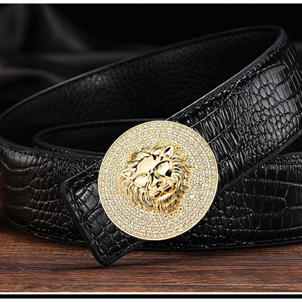 Thắt Lưng Nam Hình Xoáy T1 Đầu Cá Sấu Đính Đá Khóa Cài Được Làm Bằng Hợp Kim
