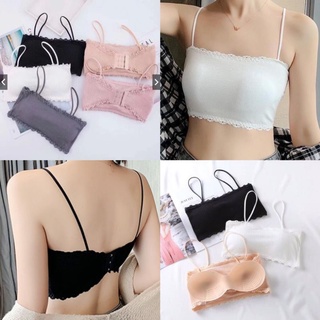 Áo bra gân tăm phối viền ren cài sau - co giãn 4 chiều thoải mái thoáng mát