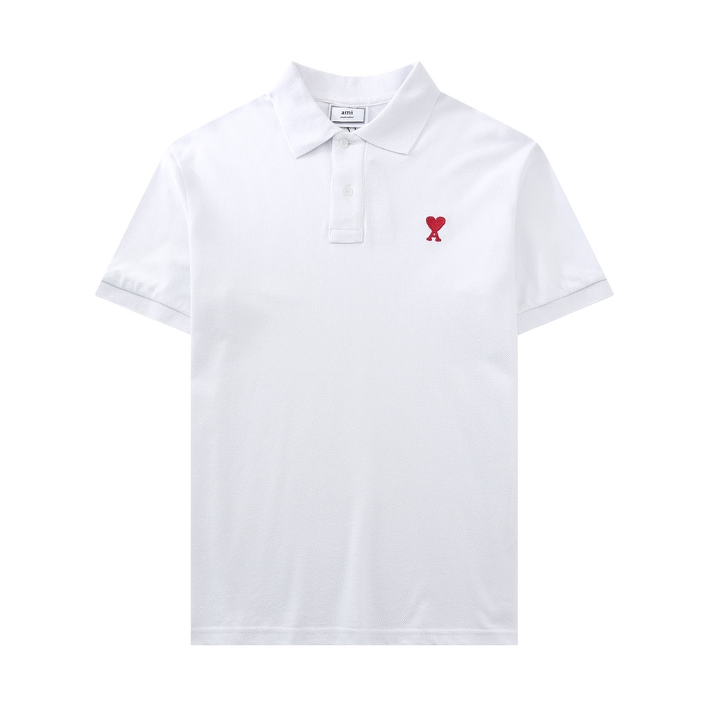 Ami Áo Thun polo Ngắn Tay Thêu Hình Trái Tim Xinh Xắn
