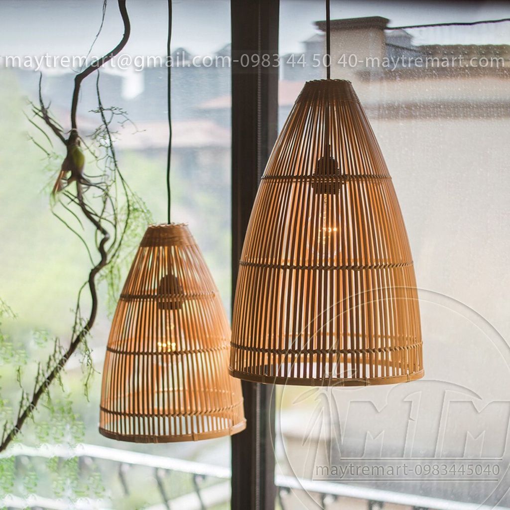 Đèn tre nơm dài MTDT05 - Đèn mây tre, Đèn trang trí, Đèn treo thả