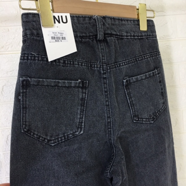 [Mã FAMAYWA giảm 10K đơn 50K] Quần jeans nữ baggy dáng trơn cạp cao may gấu | BigBuy360 - bigbuy360.vn