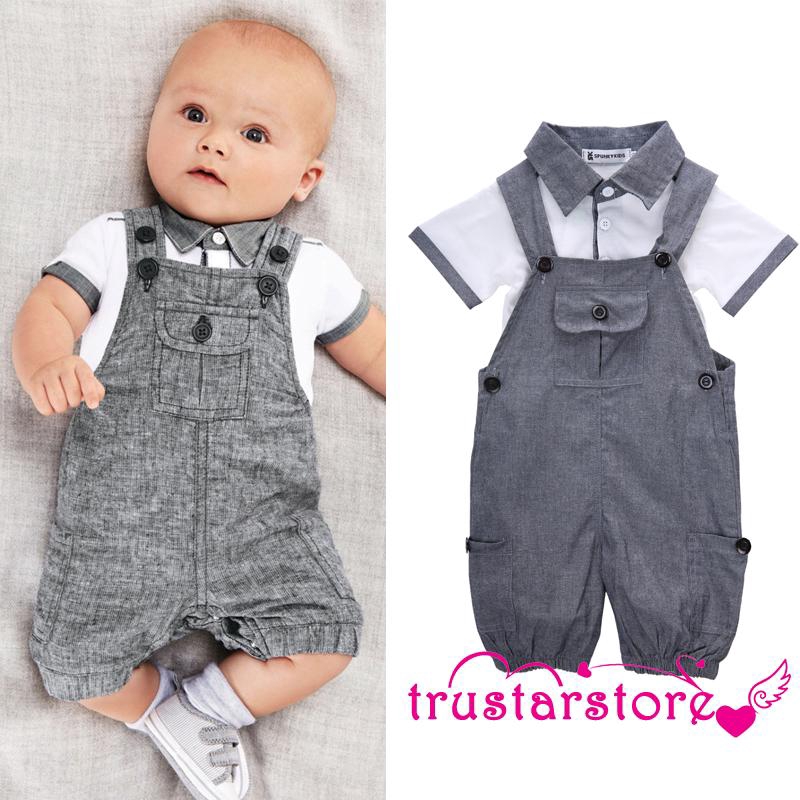 Set Áo Thun Ngắn Tay Và Quần Họa Tiết Sọc Ngang Dễ Thương Dành Cho Bé Trai