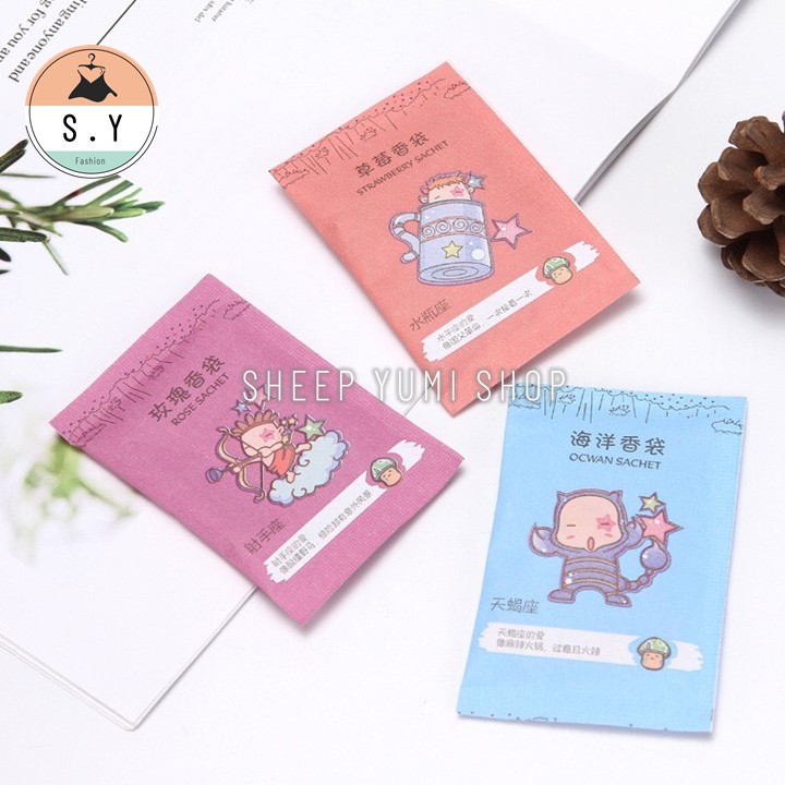 Combo 100 Túi Thơm Khử Mùi Mini 12 Cung Hoàng Đạo Để Tủ Quần Áo, Giày Dép, Túi Xách SHEEP YUMI SHOP TT01