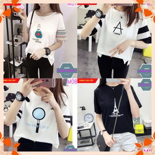 Áo Phông Nữ 💟 CHẤT MÁT, KHÔNG XÙ 💟 Áo Thun Nữ trắng đen tay ngắn xinh xắn, dễ thương, áo thun kiểu mới siêu đẹp