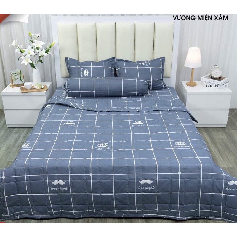 SET BỘ 5 MÓN COTTON POLY-CHĂN GA 2 GỐI NẰM + 1 GỐI ÔM