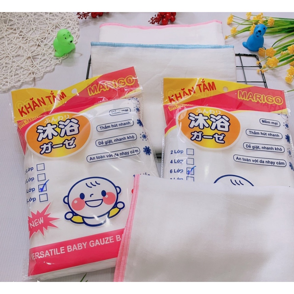 Khăn tắm cho bé vải xô 4 lớp 6 lớp siêu mềm hàng đẹp xuất Nhật 100% Cotton quấn ủ kén choàng tắm bé sơ sinh