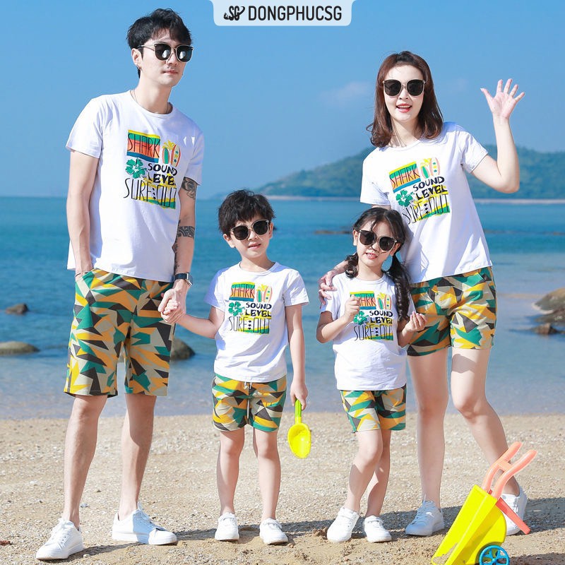 Áo thun gia đình đi biển Đồng phục gia đình 3/4/5 người giá rẻ Thun cotton 4 chiều GD410T