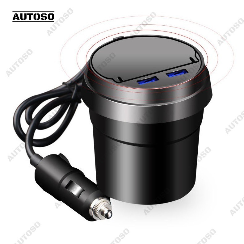 Gạt tàn thuốc lá trên xe hơi tích hợp 2 cổng USB thiết kế độc đáo chất liệu CAO CẤP - AUTOSO