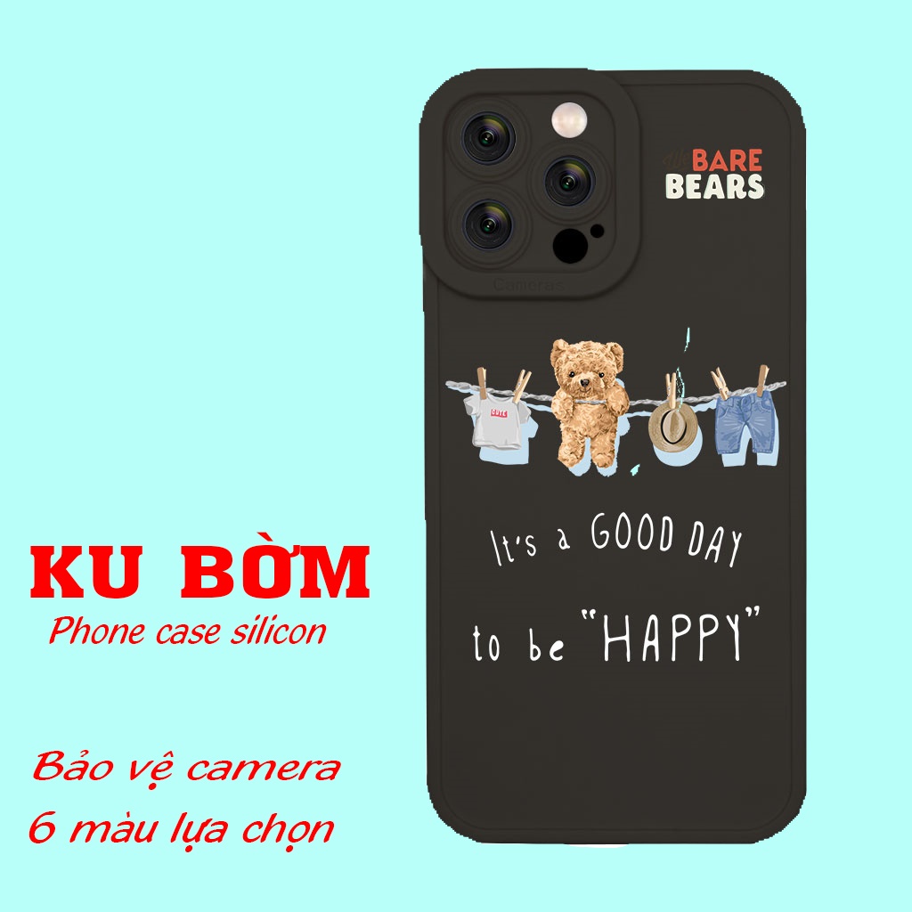 Ốp lưng đáng yêu phơi đồ gấu bông cho Iphone 6 7 8 Plus 11 12 13 mini Pro Max X Xr HA-22BEAR035