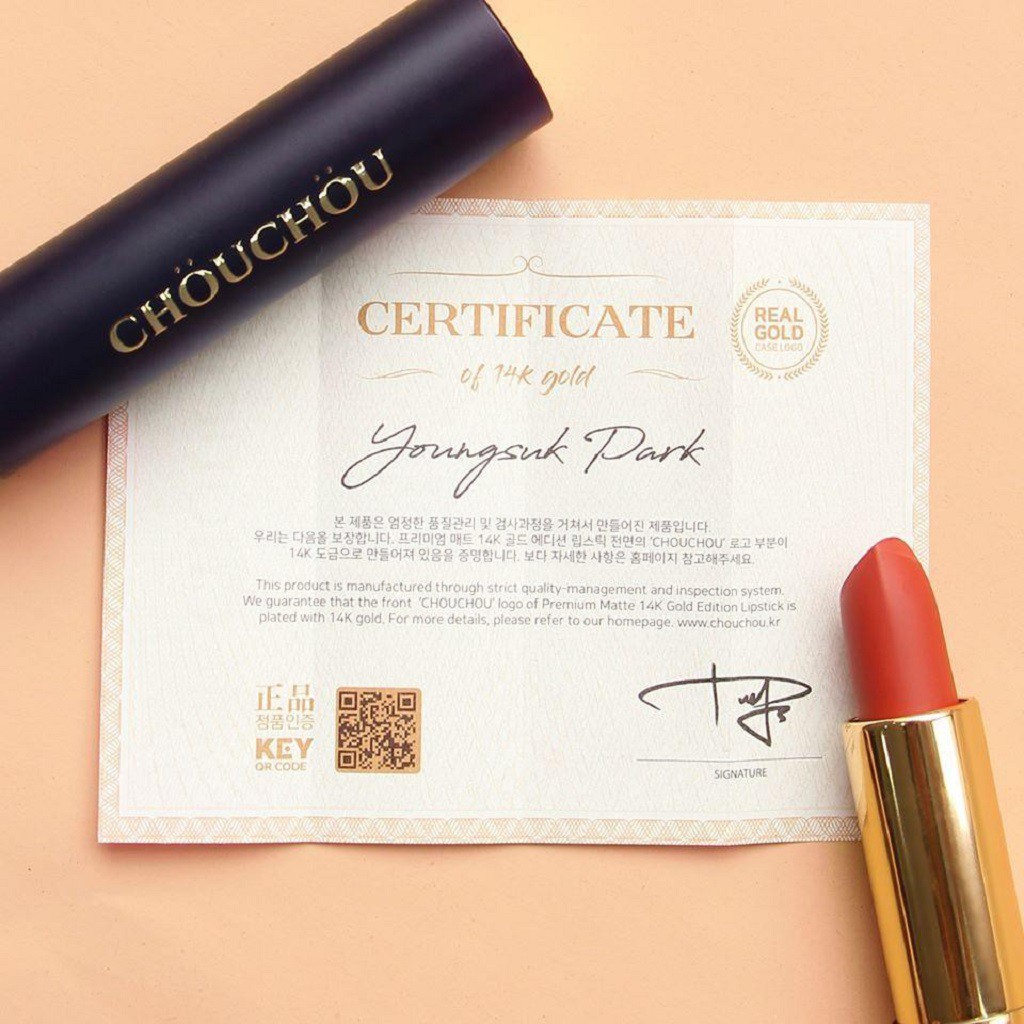 Son lì Chou Chou mạ vàng Premium Matte 14k Gold Edition | BigBuy360 - bigbuy360.vn