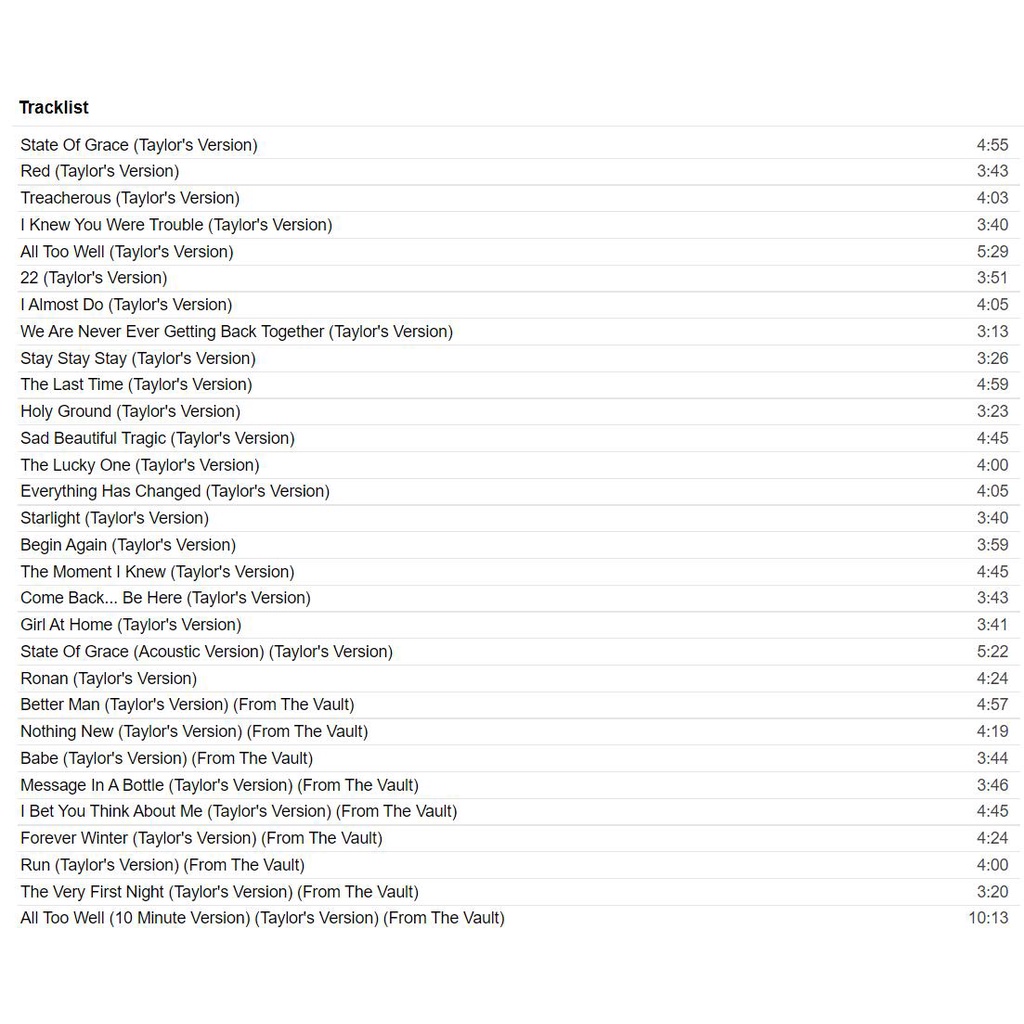 Đĩa Than  Album Red  - Taylor Swift