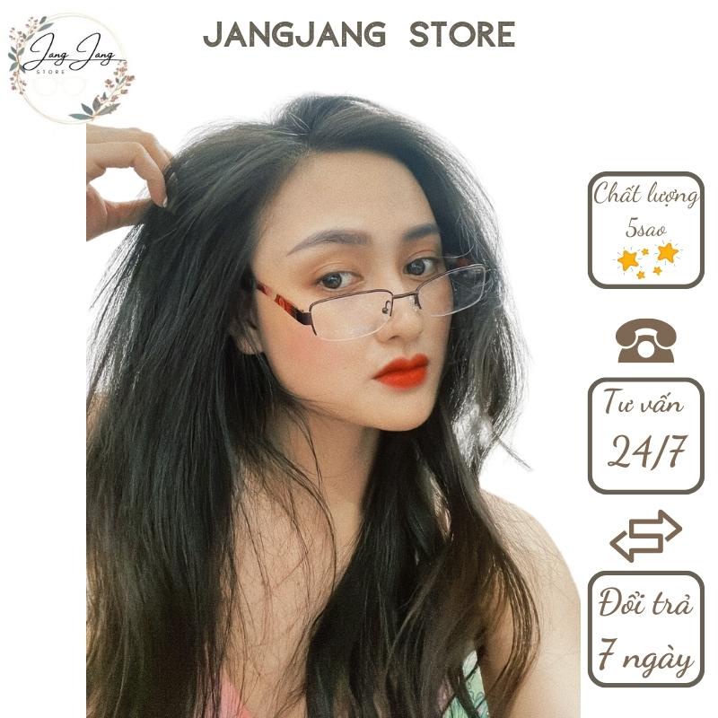 Gọng kính cận nữ JANGJANG phong cách hàn quốc càng nhựa dẻo cầu kim loại nhẹ cao cấp mắt vuông size nhỏ phù hợp mọi mặt