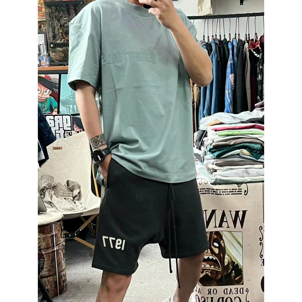FOG Season 9 FEAR OF GOD Double Thread ESSENTIALS Silicone Print Loose Relaxed Short Sleeve T-shirt Summer