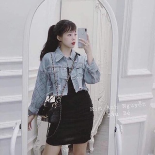 Áo khoác jean nữ tay lưới hot 2019