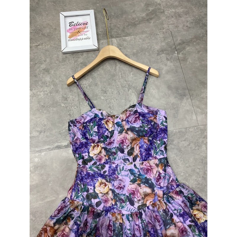 [Siêu Hot] Váy 2 Dây Hoa Tím Dáng Đuôi Cá Siêu Xinh, Đầm Hoa Nữ 2 Dây Có Ảnh Thật Kèm Video | BigBuy360 - bigbuy360.vn