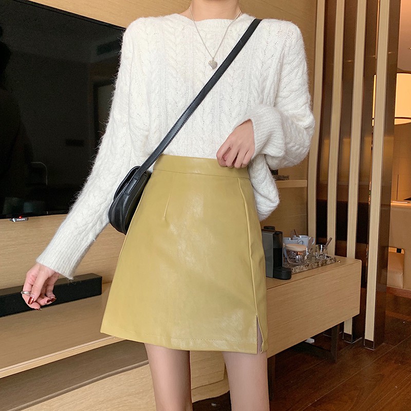 Chân Váy Da Dáng Chữ A Lưng Cao Kiểu Cổ Điển Dễ Phối Đồ | BigBuy360 - bigbuy360.vn