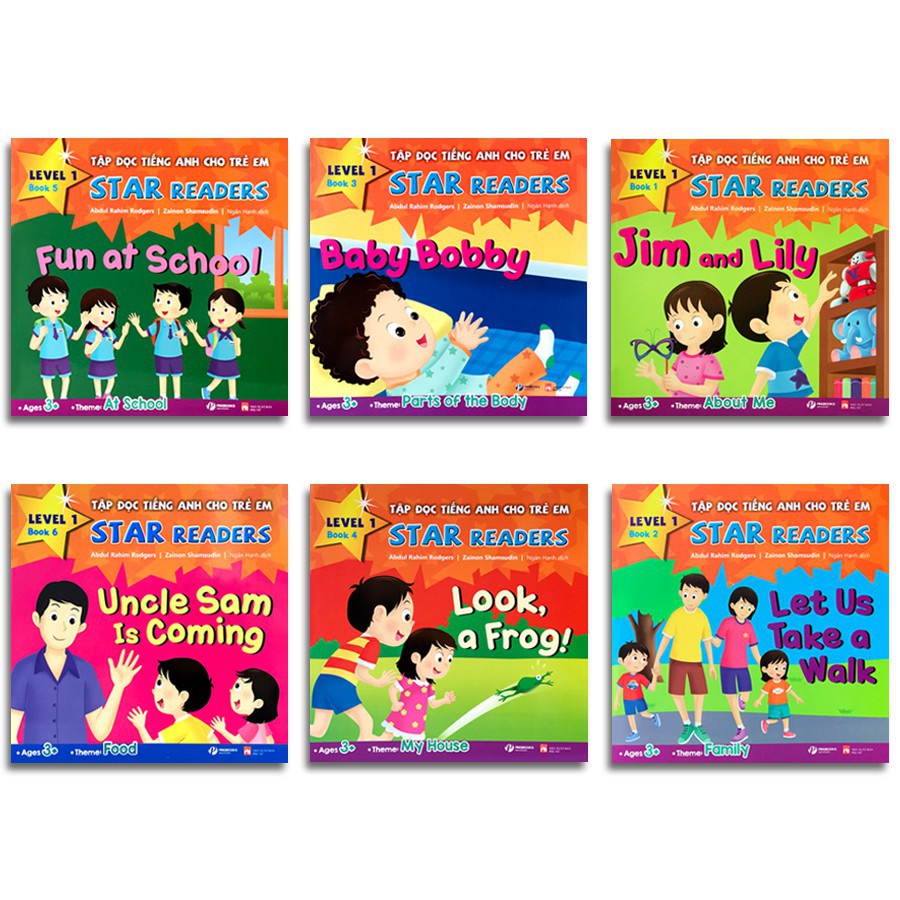 Sách  Combo 6 Cuốn: Tập Đọc Tiếng Anh Cho Trẻ Em - Star Readers - Song ngữ Việt - Anh.