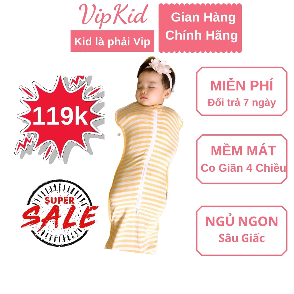 Nhộng chũn cho bé ngủ ngon. Quấn chũn chính hãng Carekids mịn, mát, co giãn 4 chiều - VipKid