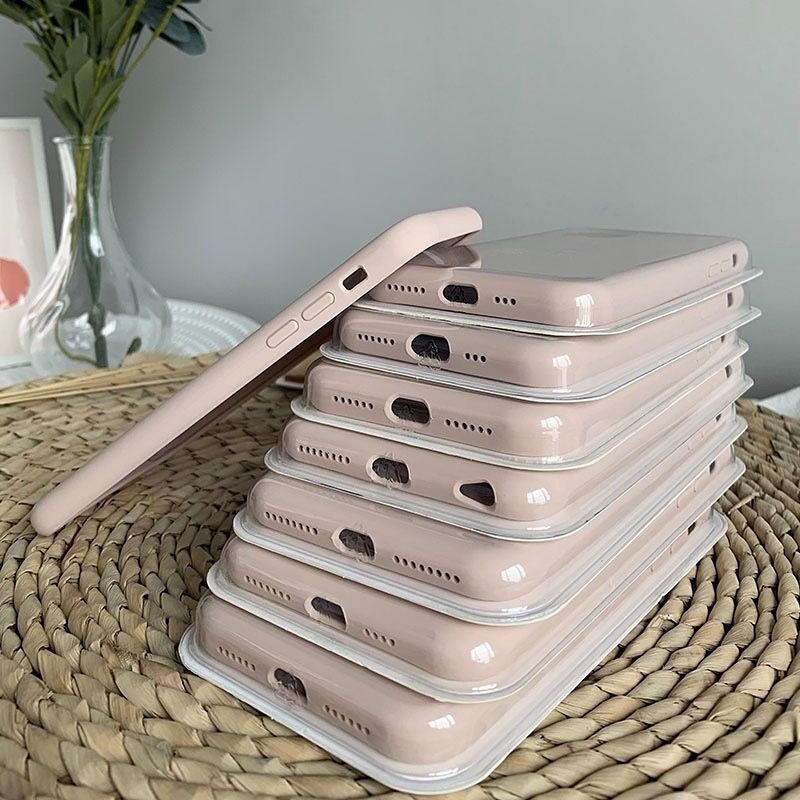 Ốp điện thoại silicon mềm màu hồng cát thích hợp cho iPhone 13 12 11 Pro X Xs Max 7 8 6s Plus