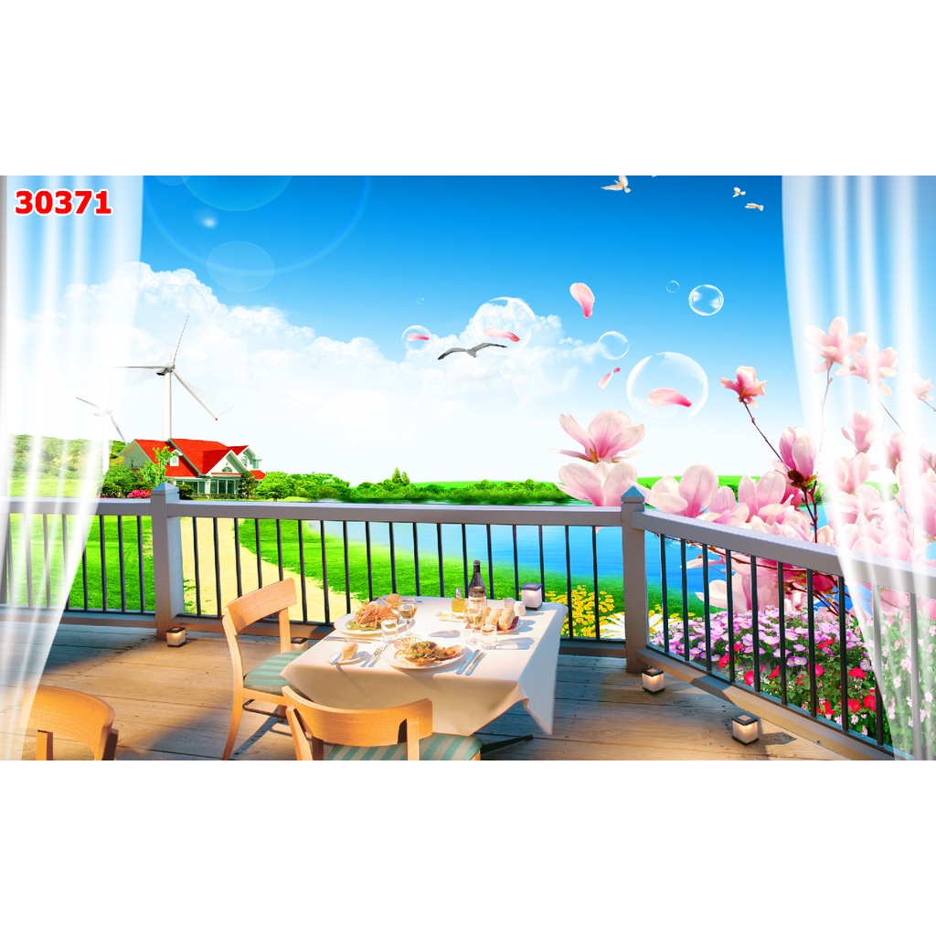 Tranh 3d dán tường cửa sổ hiện đại