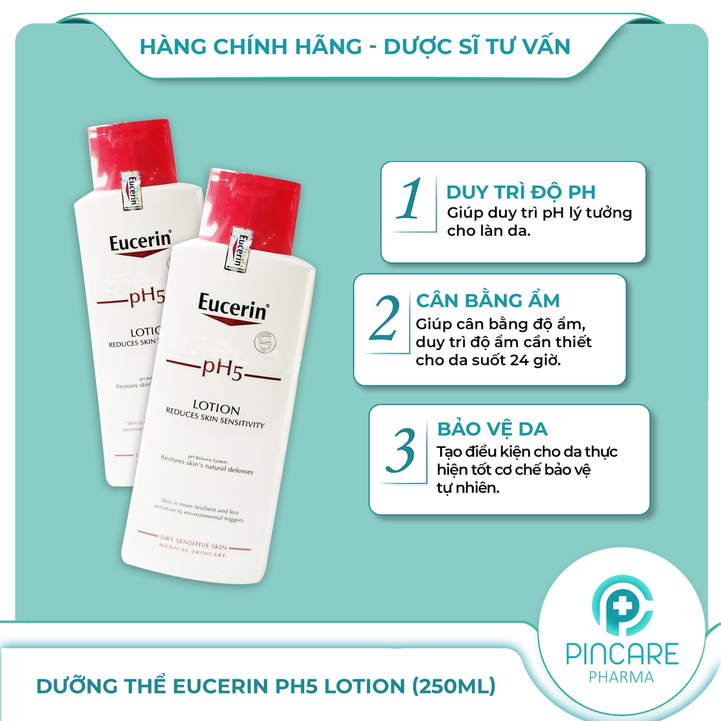 Sữa dưỡng thể Eucerin pH5 Lotion 250ml cho da nhạy cảm - Hàng chính hãng - Nhà thuốc PinCare