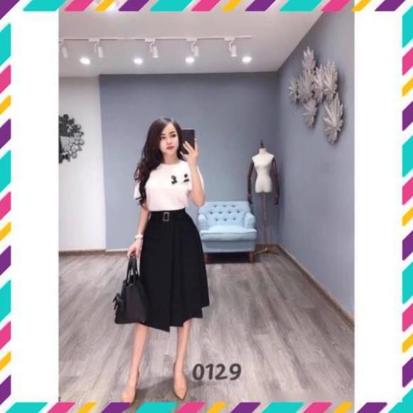 {GIÁ TẠI XƯỞNG} Chân Váy xếp ly đai chữ nhật iêu Xinh 2 màu đen/ kem | BigBuy360 - bigbuy360.vn