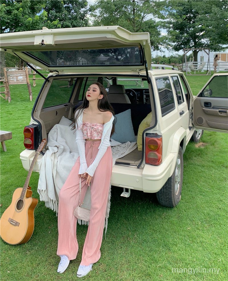 Set Áo Hoa Trễ Vai + Áo Khoác Cardigan + Chân Váy Xếp Ly Xinh Xắn Cho Nữ | BigBuy360 - bigbuy360.vn