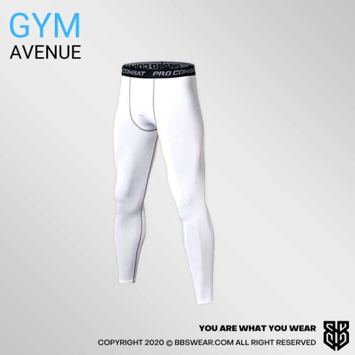 Quần Legging Nam Loại Dài BSS WEAR - Quần Thể Thao Nam Dài Trắng Chuyên GYM Bóng Rổ Bóng Đá SPORTWEAR - Màu Trắng