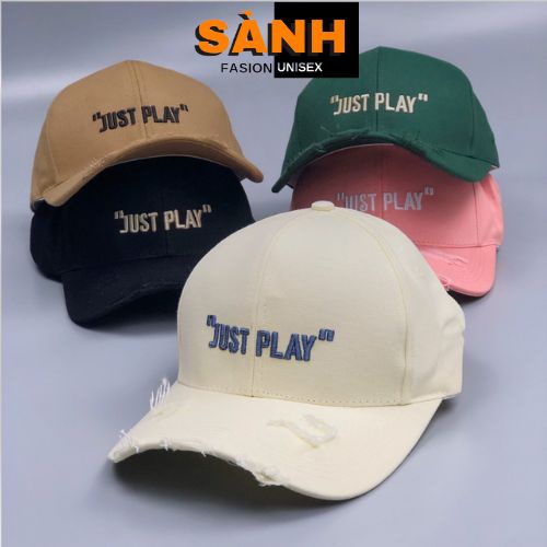 Mũ lưỡi trai rách thêu chữ JUST PLAY Nón kết chất kaki cao cấp thời trang form unisex nam nữ K66