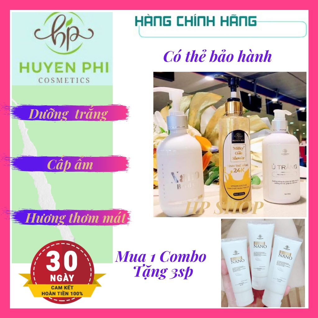 Ủ Trắng Body🌸Combo bạch tuyết🌸Kem Nano Body Sữa tắm vàng 24k Huyền Phi