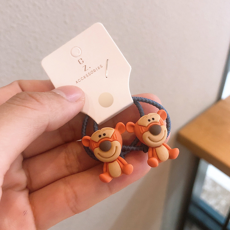 Set 2 dây buộc tóc co giãn hình động vật hoạt hình dễ thương thời trang cho bé gái