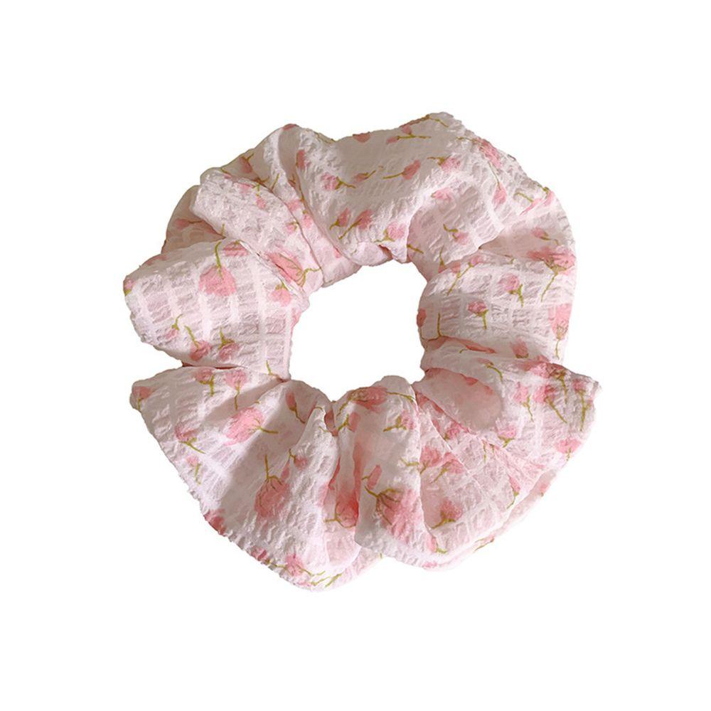 Dây Cột Tóc Scrunchies Bằng Vải In Hoa Đơn Giản Thanh Lịch Cho Nữ