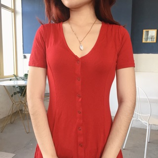 Đầm xoè cột dây đỏ ( ảnh thật)