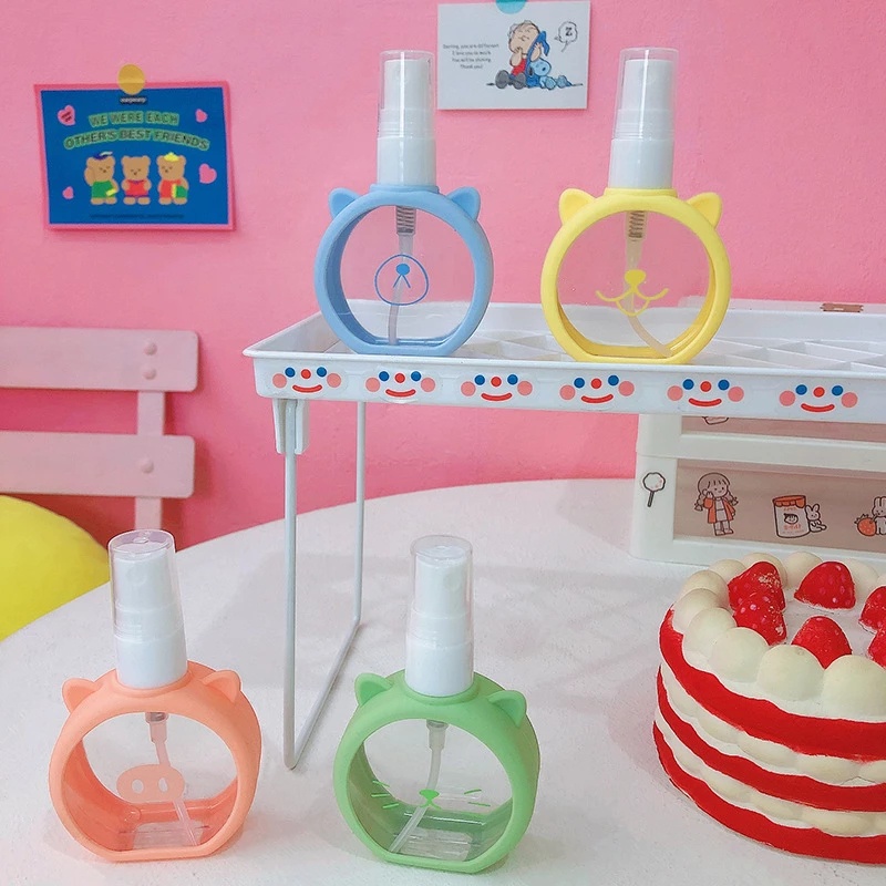 Bình xịt cồn khử trùng mini 55ml hình mèo hoạt hình dễ thương có thể làm đầy lại tiện lợi