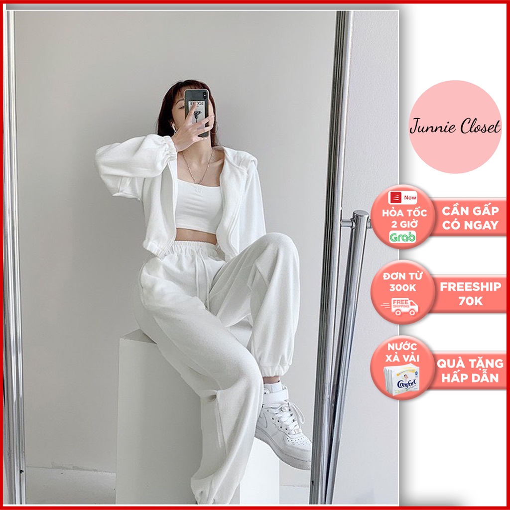 Quần jogger nữ ống rộng thể thao quần tập gym Bigsize phong cách ulzzang Junnie Closet