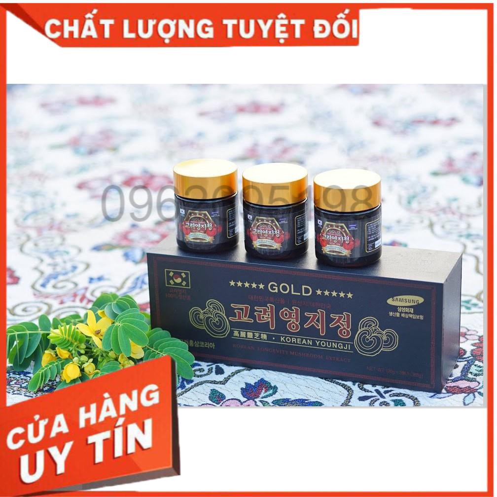 Cao Linh Chi Youngji Hàn Quốc hộp đen 3 lọ - 120g - 360g (Korean Longevity Mushroom Extract Gold)