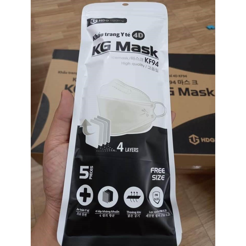 Khẩu trang kf94 hàn quốc KG Mask 4d kháng khuẩn hàng chính hãng cao cấp ngăn ngừa bụi mịn