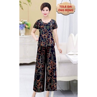 (Size 5)Đồ Bộ Ống Rộng Trung niên Tole Nhung Hàng sẵn giao ngay40-80kghay