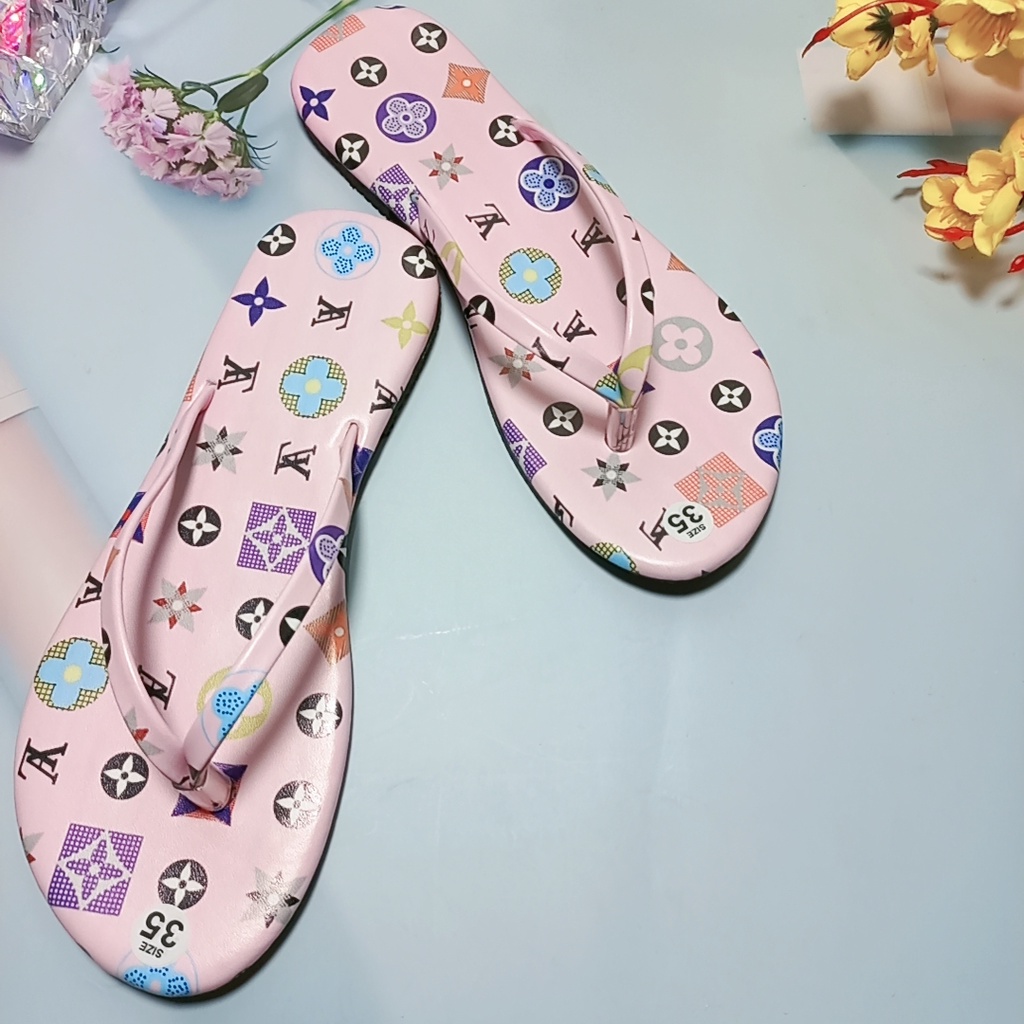 Dép kiểu nữ đế bệt quai mảnh kẹp ngón chữ lv giá rẻ 4 màu xinh xắn mã DKPLV MINHTUYETSHOES