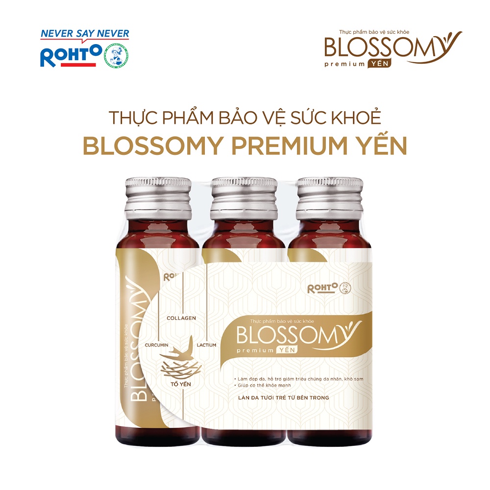 Thực phẩm collagen uống tổ yến Rohto Blossomy Premium lốc 03 chai x 50ml