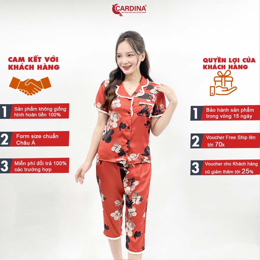 Đồ Bộ Nữ 𝐂𝐀𝐑𝐃𝐈𝐍𝐀  Pijama Bộ Mặc Nhà Chất Lụa Satin Nhật Cao Cấp Họa Tiết Tinh Tế 1Pi26