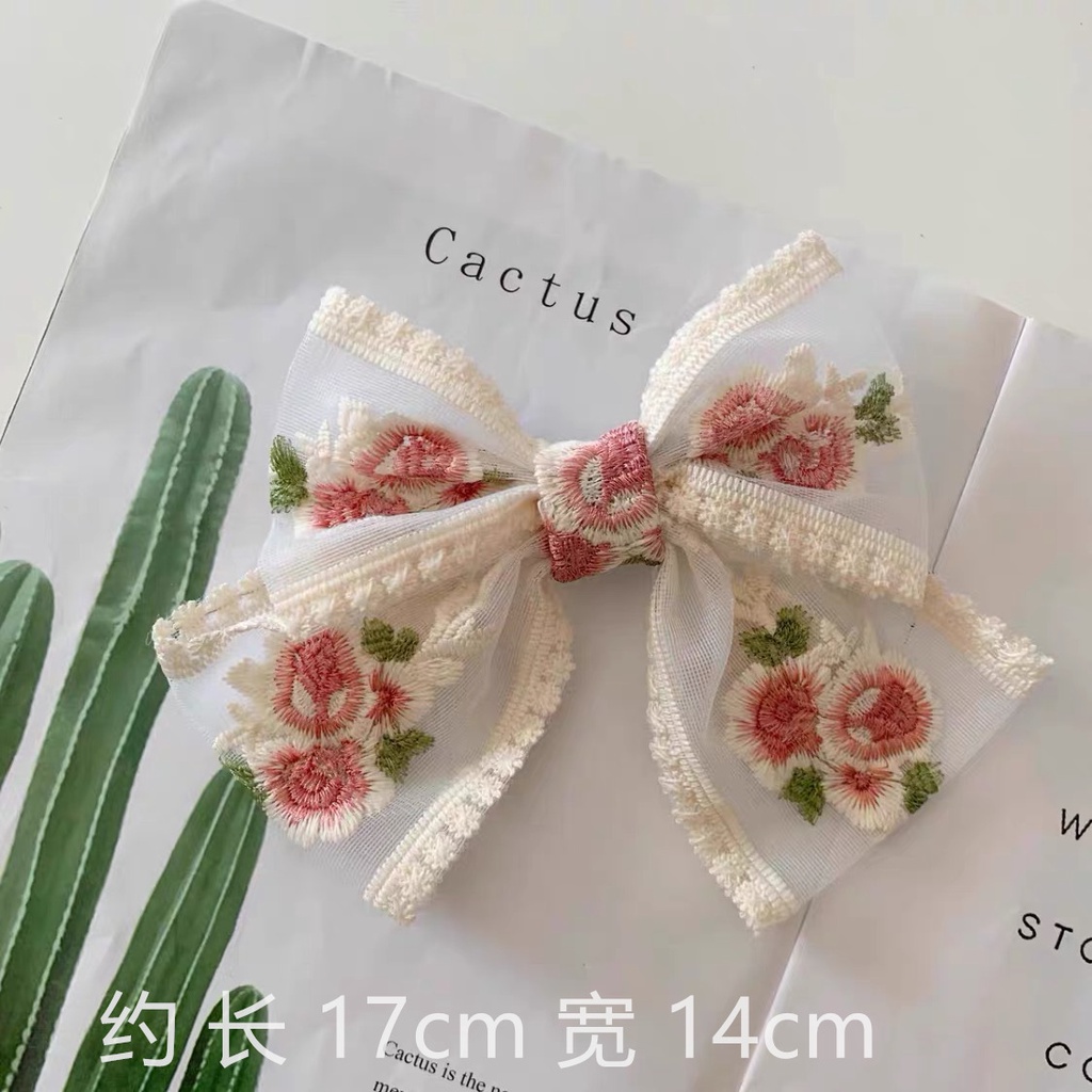 Kẹp Tóc Nơ Ren Thêu Họa Tiết 2022