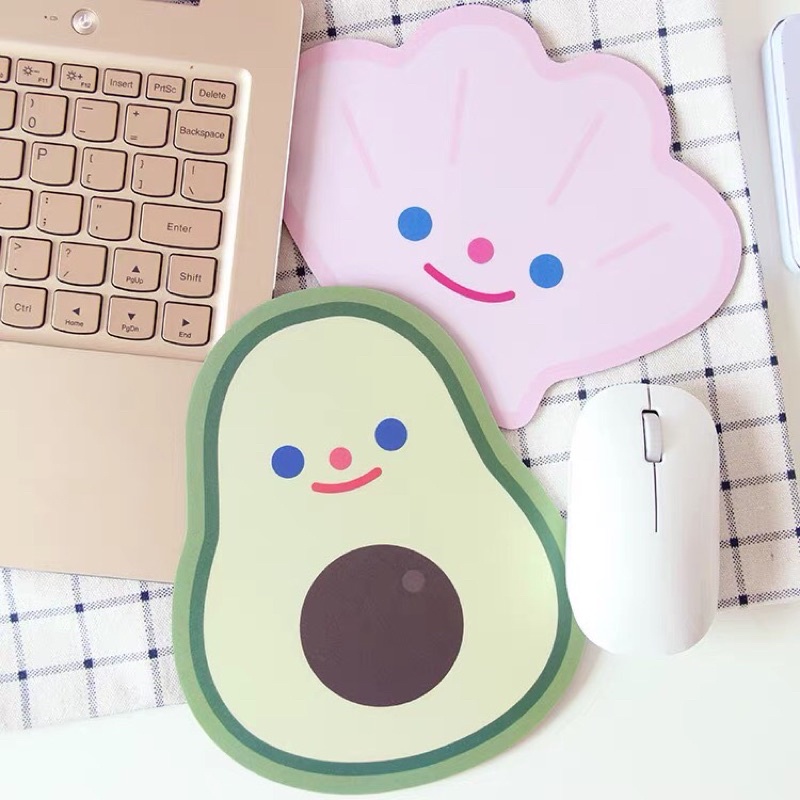 Miếng lót chuột máy tính, bàn di chuột dễ thương, pad chuột cute hình thỏ, bơ xanh, mặt cười...
