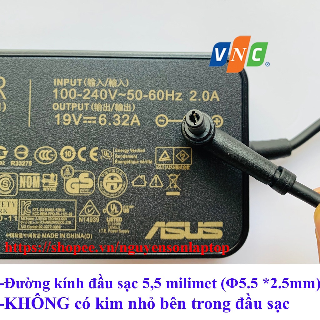 [Sạc Zin] Sạc Laptop Asus 19V 6.32A (120W) GL551 GL551JM GL551JW GL551JX GL552 GL552JX GL552VX New 100%