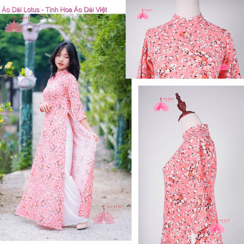 (Giá Sale)Áo Dài Thời Trang Hoa Nhí Cao Cấp Hồng Đậm Hoa Nhỏ Cổ Truyền Thống - HD0114 cung cấp bởi Áo Dài Lotus