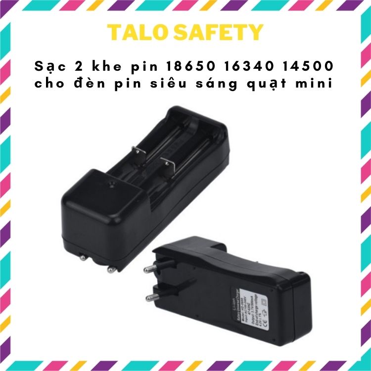 Sạc 2 khe pin 18650 16340 14500, 26650 cho đèn pin siêu sáng quạt mini