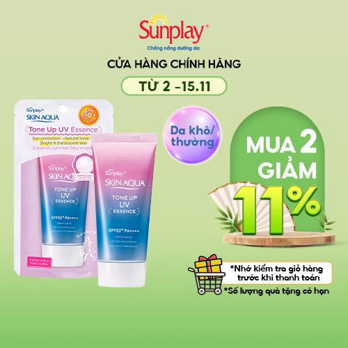 Tinh chất chống nắng nâng tông dành cho mọi loại da Sunplay Skin Aqua Tone Up UV Essence Lavender SPF50+ PA++++ (50g)